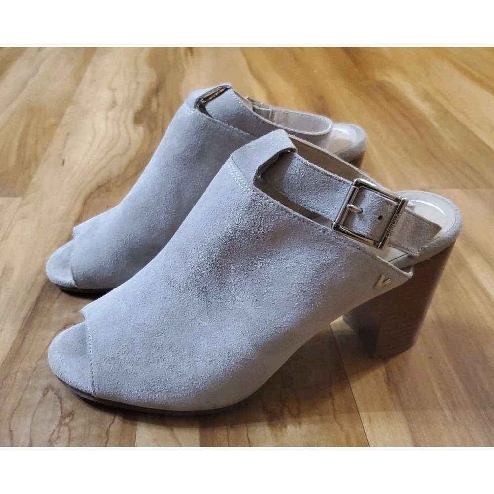 Vionic Kaia Stacked Heel Sandals Light Gray Suede Womens‎ Size 10